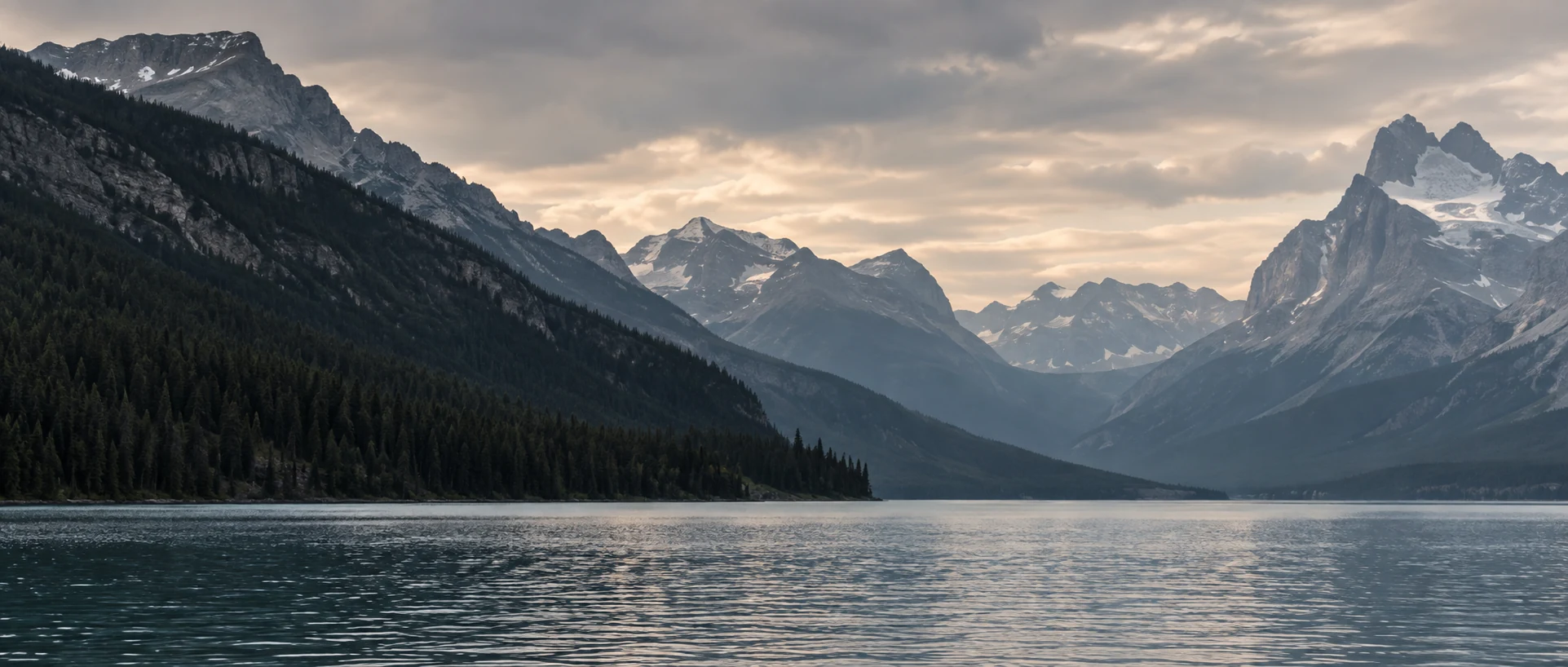 Mountain slopes above a quiet lake